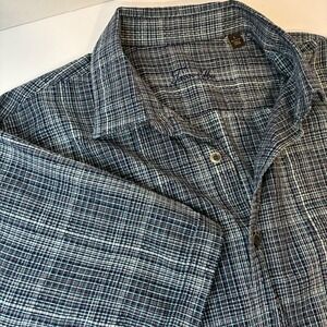Tasso Elba Mens Large Shirt Plaid Luxe Casual Classic Button Textured Cotton